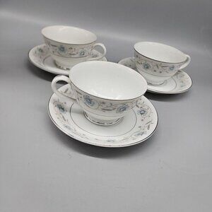 Vintage English Garden Fine China 1221 Japan TEA CUP & SAUCER Set Of 3